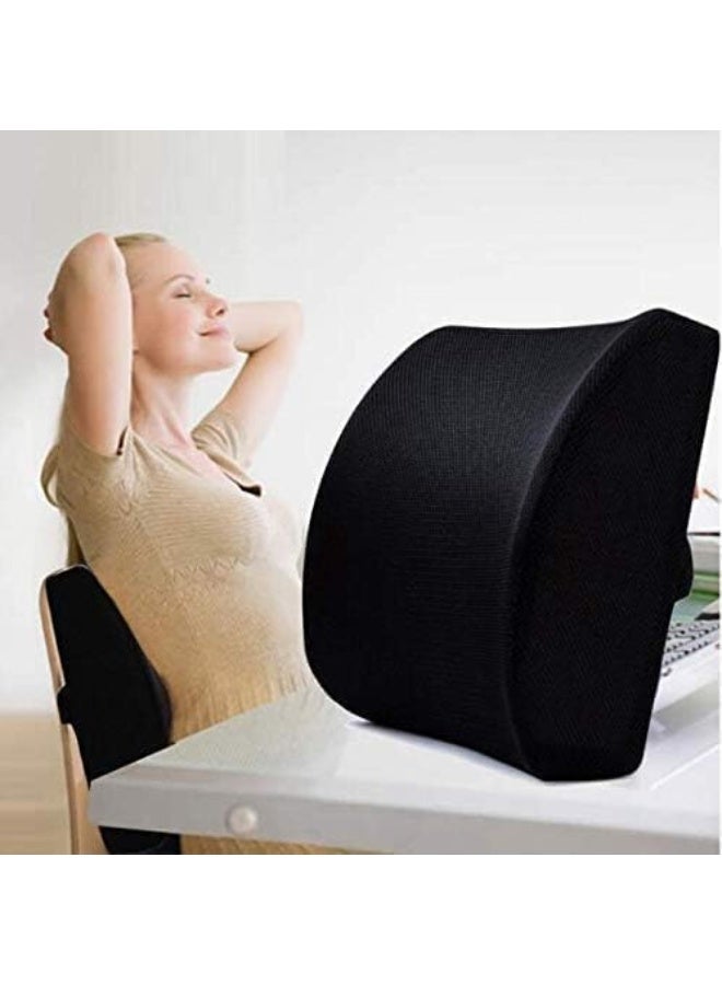 Orthopedic Memory Foam Lumbar Support Cushion - Balanced Firmness Back Pillow with 3D Mesh Breathable Cover - Ergonomic Relief for Office Chair, Car Seat & Recliner (Black) - Image 3